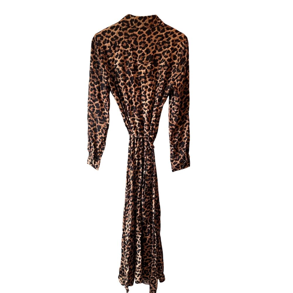 Zara Animal Print Long Sleeve Button Front Belted Maxi Dress - Picture 8 of 9